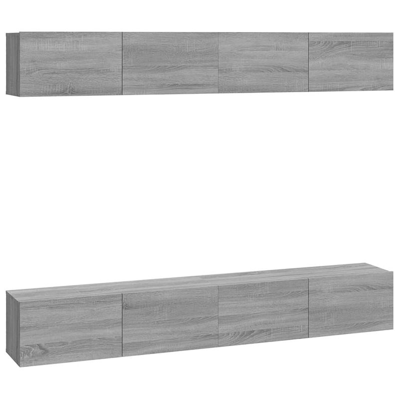 Foto van The living store tv-wandmeubel - sonoma eiken - set van 4 - 100x30x30 cm - bewerkt hout