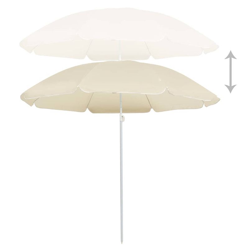 Foto van The living store parasol zandkleurig polyester/staal - 200cm hoogte - 180cm booglengte - weer- en uv-bestendig