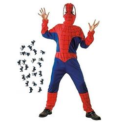 Foto van Verkleedkleding spinnenheld pak maat l voor kinderen - carnavalskostuums
