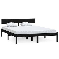 Foto van Vidaxl bedframe massief grenenhout zwart 120x190 cm uk small double