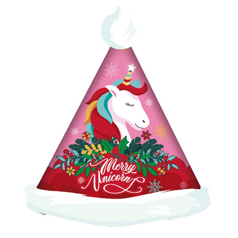 Foto van Arditex kerstmuts unicorn 43 x 32 cm polyester roze