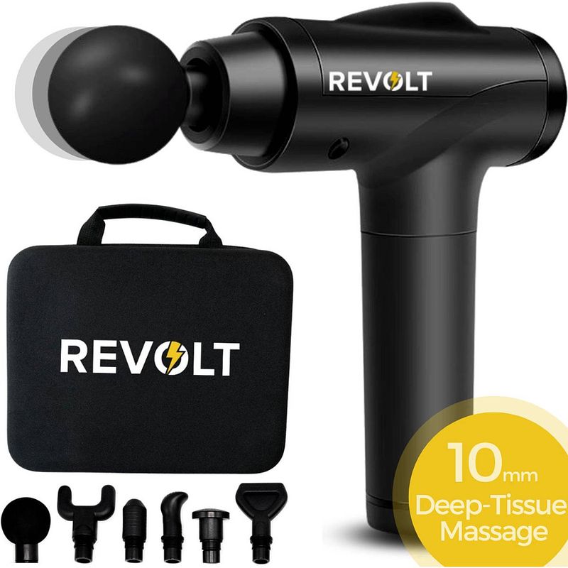 Foto van Revolt massage gun - 30 verschillende snelheden - 6 opzetstukken - deep tissue - voor spierherstel - hoge amplitude