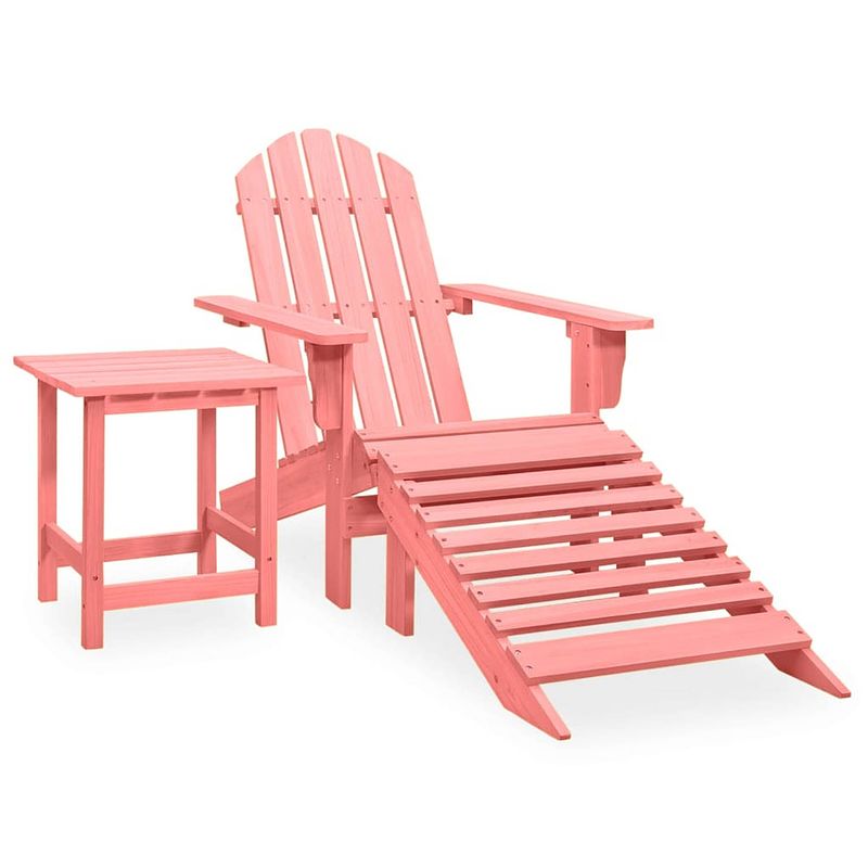 Foto van Vidaxl tuinstoel adirondack met voetenbank en tafel vurenhout roze