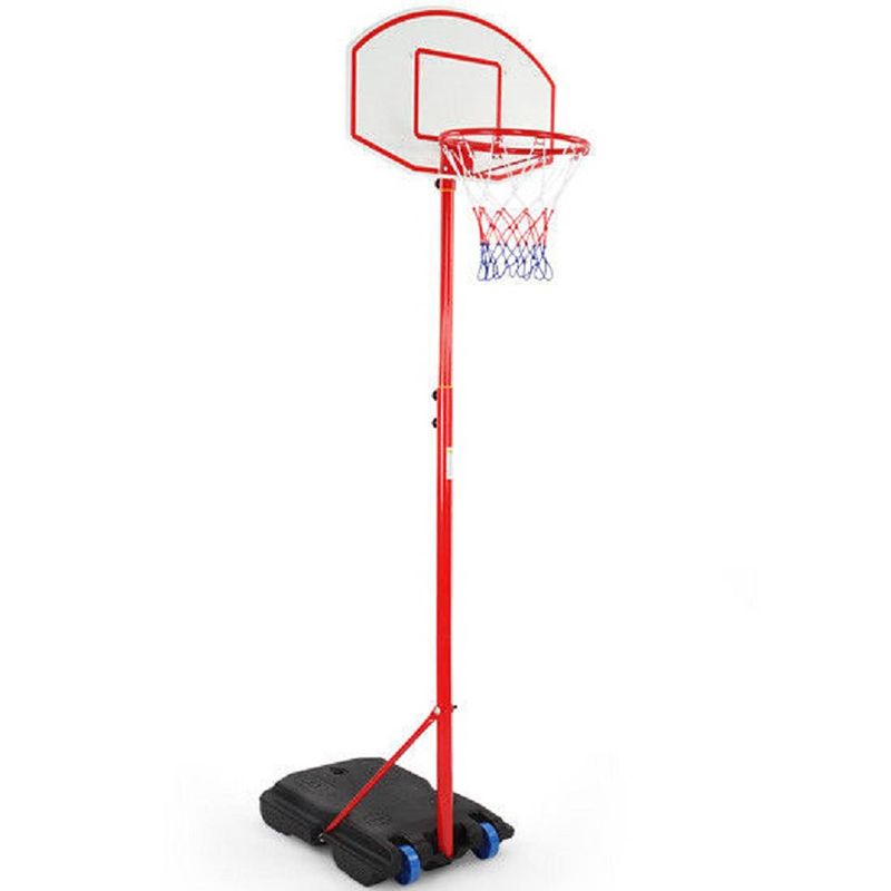 Foto van In hoogte verstelbare basketbalring, verrijdbare basketbalring, mobiele basketbalring, basketbalring, basketbal
