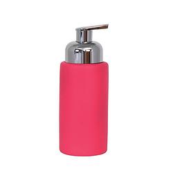 Foto van Msv zeeppompje/dispenser kyoto - keramiek - fuchsia roze - 6.5 x 18 cm - 250 ml - zeeppompjes