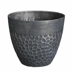 Foto van Mica decorations plantenpot bravo - kunststof - buiten/binnen - zwart - d30 x h26 cm - plantenpotten