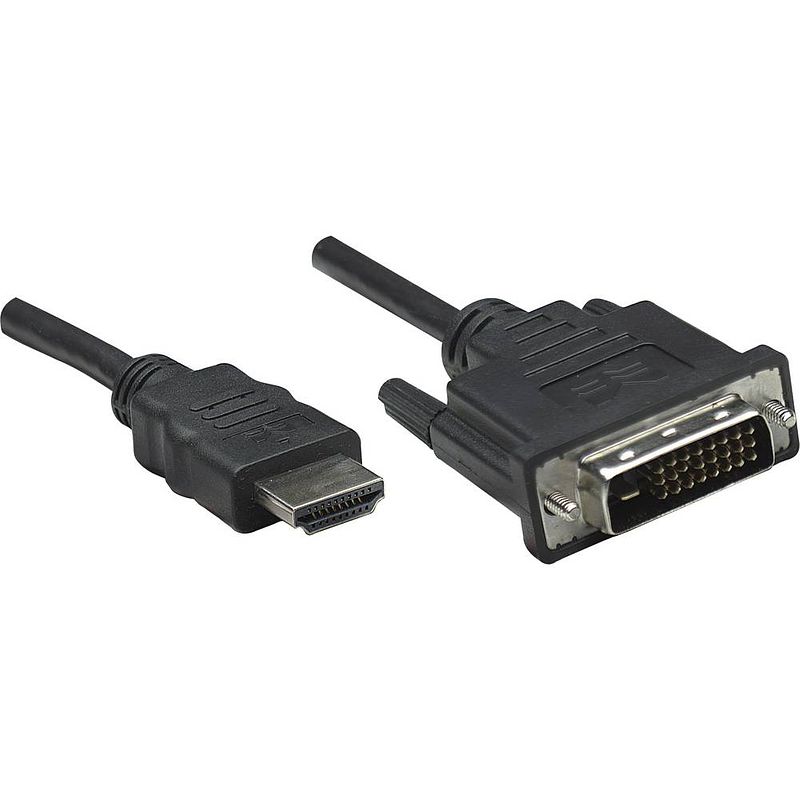 Foto van Manhattan hdmi / dvi adapterkabel hdmi-a stekker, dvi-d 24+1-polige stekker 1.00 m zwart 322782 hdmi-kabel