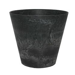 Foto van Plantenpot/bloempot in een natuursteen look dia 32 cm en hoogte 29 cm zwart - plantenpotten