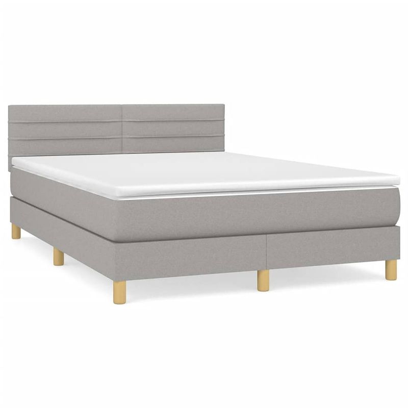 Foto van The living store boxspringbed - the living store - bed - 203 x 144 x 78/88 cm - lichtgrijs