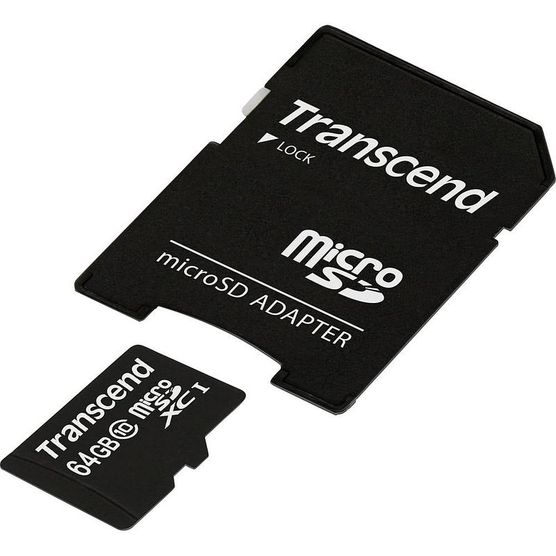 Foto van Transcend premium microsdxc-kaart 64 gb class 10, uhs-i incl. sd-adapter