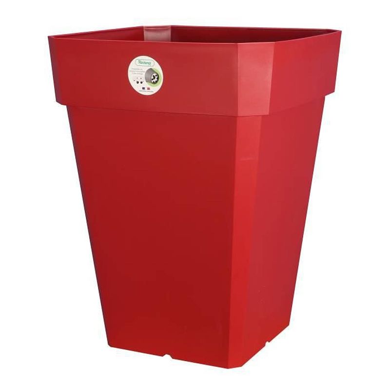 Foto van Riviera square soleilla plastic bloempot - 49 x 49 x h 50 cm - 65 l - rood