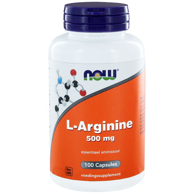 Foto van Now l-arginine 500mg capsules