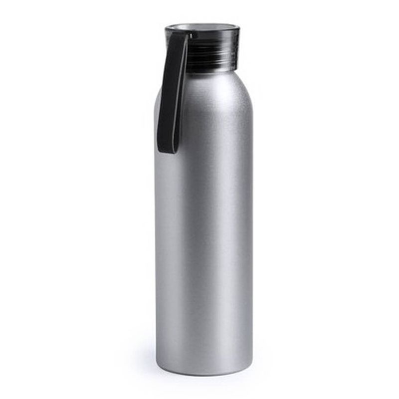 Foto van Aluminium drinkfles/waterfles met zwarte dop 650 ml - drinkflessen