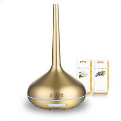 Foto van Goliving aroma diffuser - luchtbevochtiger - aromatherapie - incl. 2x etherische olie - 10 led kleuren - goud