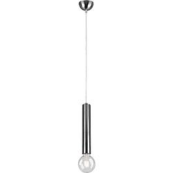 Foto van Led hanglamp - hangverlichting - trion claro - e27 fitting - 1-lichts - rond - mat nikkel - aluminium