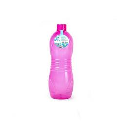 Foto van Plasticforte drinkfles/waterfles/bidon - 1000 ml - transparant/roze - kunststof - drinkflessen