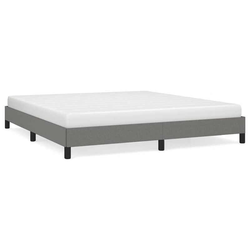 Foto van The living store bedframe donkergrijs - 203 x 163 x 25 cm - stof - multiplex - duurzaam materiaal