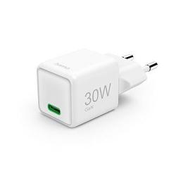 Foto van Hama fast charger usb-c pd/qc/gan super-mini charger 30 w oplader wit