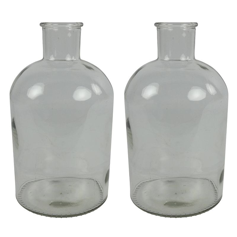 Foto van 2x stuks countryfield vaas - helder glas - apotheker fles - d17 x h31 cm - vazen