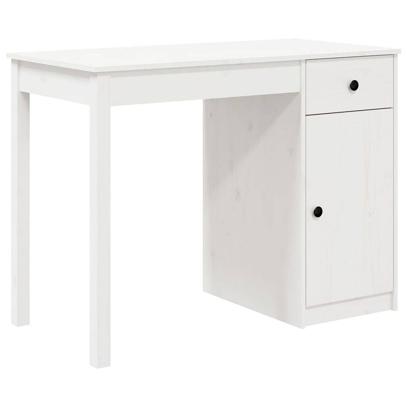 Foto van The living store bureau - grenenhout - 100x50x75 cm - met lade en kast - wit