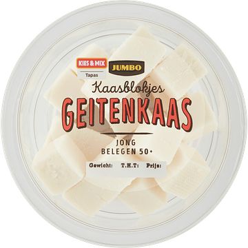 Foto van Jumbo kaasblokjes geitenkaas jong belegen 50+ 100g