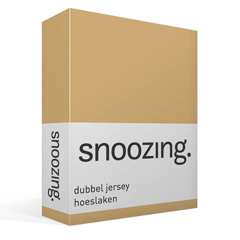 Foto van Snoozing - dubbel jersey - hoeslaken - lits-jumeaux - 160x200/210/220 cm - zand