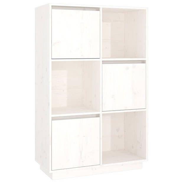 Foto van Vidaxl hoge kast 74x35x117 cm massief grenenhout wit