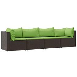 Foto van Infiori 4-delige loungeset met kussens poly rattan bruin