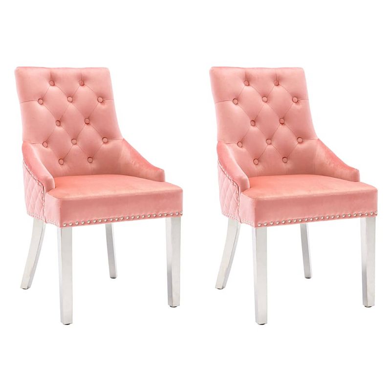 Foto van Vidaxl eetkamerstoelen 2 st fluweel roze