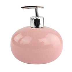 Foto van Orange85 zeeppompje - zeepdispenser - roze - 460ml - aardewerk - badkamer