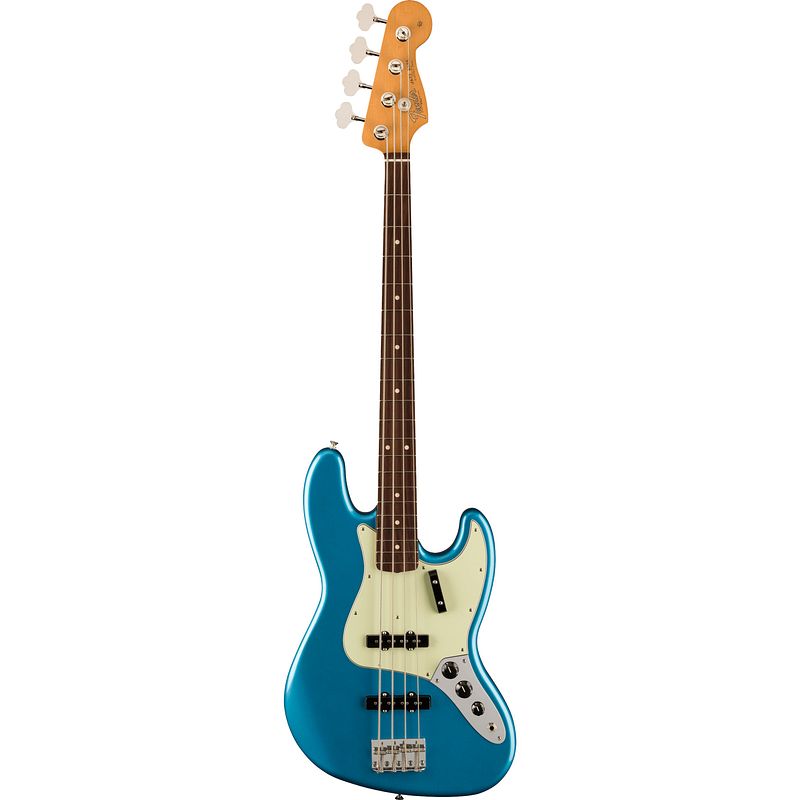 Foto van Fender vintera ii 60s jazz bass rw lake placid blue elektrische basgitaar met deluxe gigbag