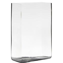 Foto van Transparante rechthoek accubak vaas/vazen van glas 30 x 10 x 20 cm - bloemstukje/terrarium vaas