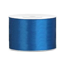 Foto van 1x hobby/decoratie blauw satijnen sierlinten 5 cm/50 mm x 25 meter - cadeaulinten