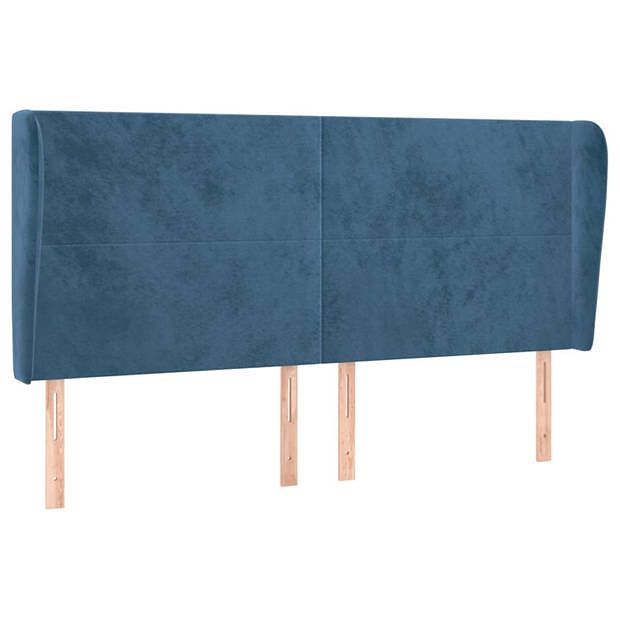 Foto van Vidaxl hoofdbord met randen 163x23x118/128 cm fluweel donkerblauw