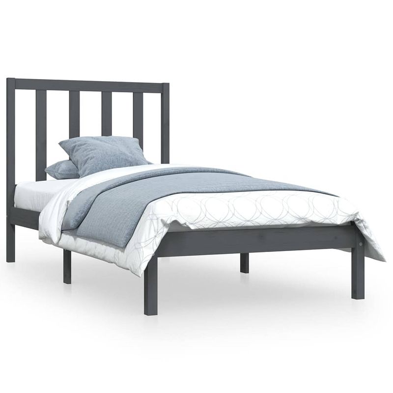 Foto van Vidaxl bedframe massief grenenhout grijs 90x200 cm