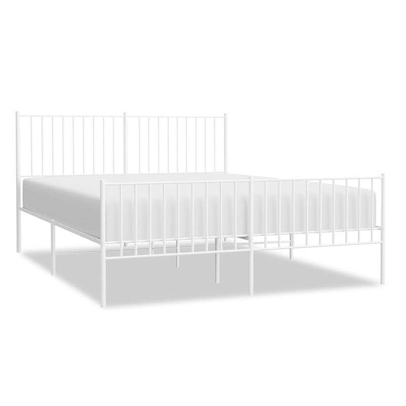 Foto van The living store bedframe classic - staal - 207 x 156 x 90.5 cm - wit