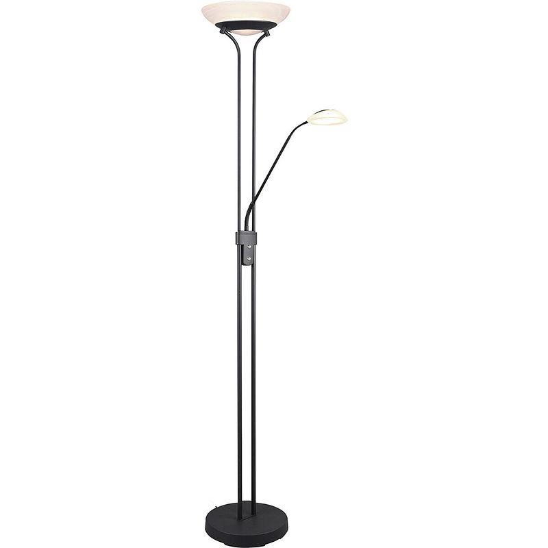 Foto van Led vloerlamp - trion orsan - 31w - warm wit 3000k - dimbaar - rond - mat zwart - aluminium