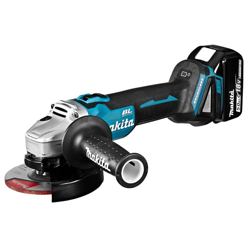 Foto van Makita slijper snoerloos 18 v 12,5 cm blauw en zwart