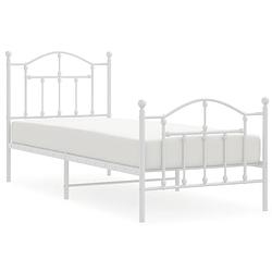 Foto van Vidaxl bedframe met hoofd- en voeteneinde metaal wit 90x200 cm