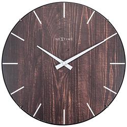 Foto van Wandklok nextime edge-wood-dome dia 35cm kunststof bruin