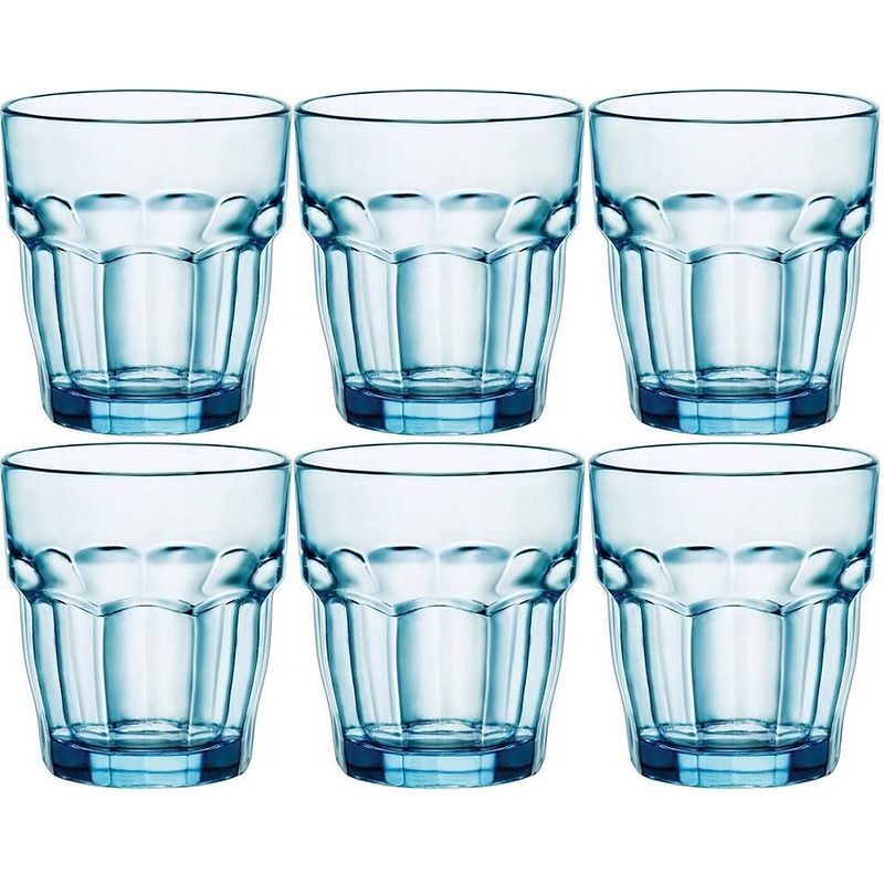 Foto van Set van 12x stuks tumbler waterglazen/drinkglazen blauw 270 ml - drinkglazen