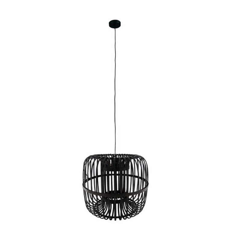 Foto van Dknc - hanglamp bamboe - 38x38x32cm - zwart