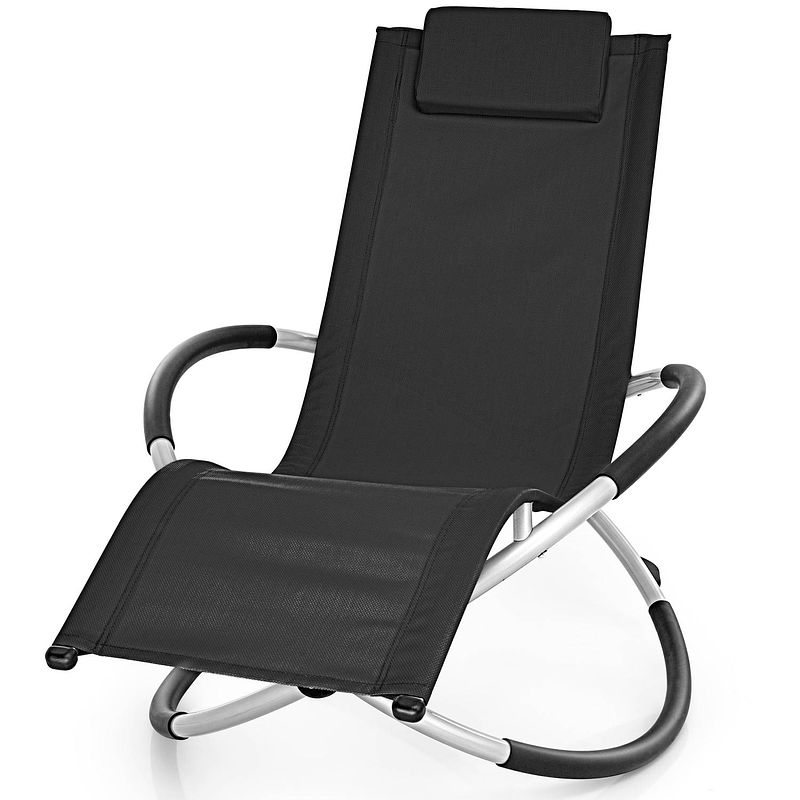 Foto van Tillvex- ligstoel zwart, relaxstoel, schommelstoel, lounger