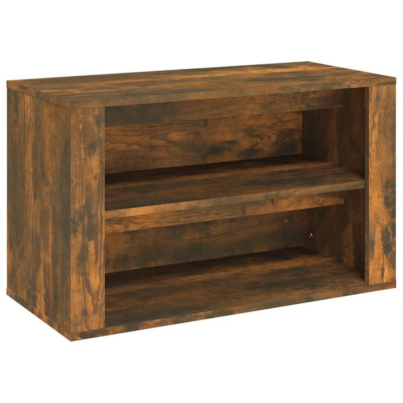 Foto van Vidaxl schoenenrek 75x35x45 cm bewerkt hout gerookt eikenkleurig