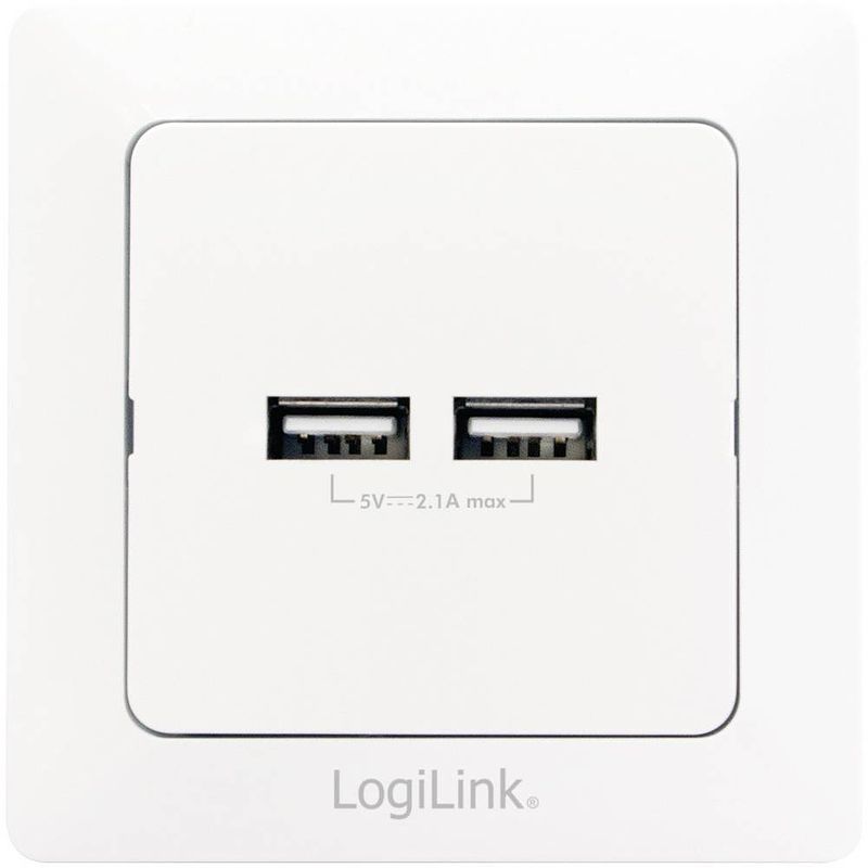 Foto van Logilink pa0163 2-voudig usb-laadbus met usb ip20 wit