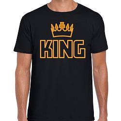 Foto van Koningsdag t-shirt - king kroontje - heren - zwart 2xl - feestshirts