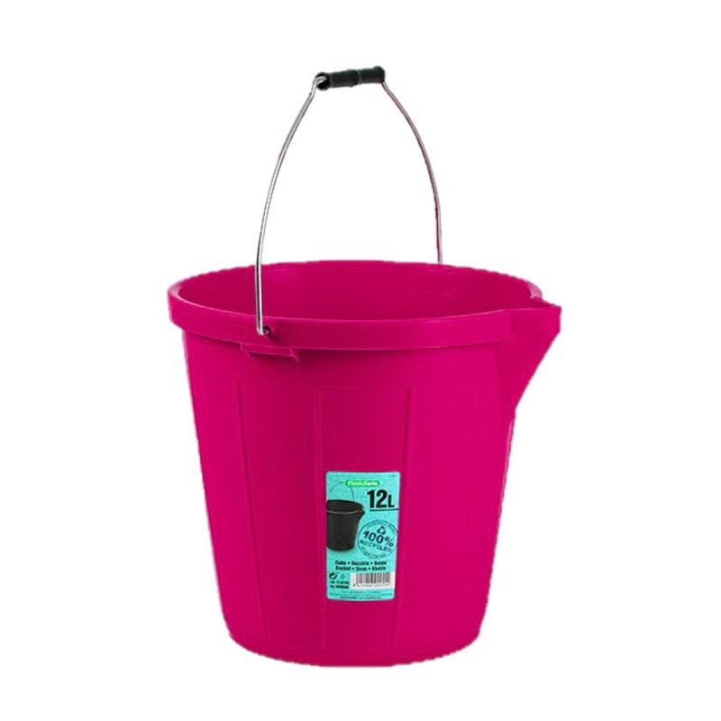 Foto van Set van 2x stuks kunststof emmers met schenktuit fuchsia roze 12 liter - emmers