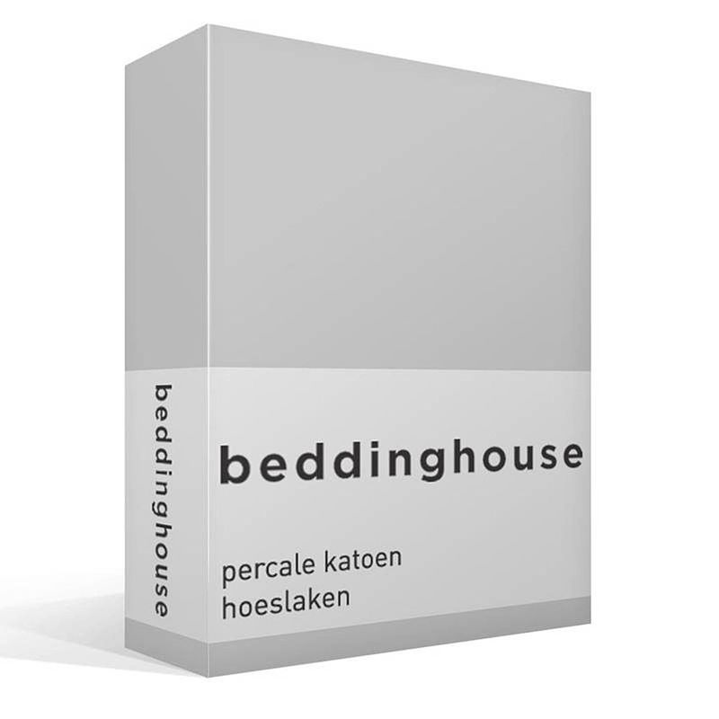 Foto van Beddinghouse percale katoen hoeslaken - 100% percale katoen - lits-jumeaux (160x210/220 cm) - light grey