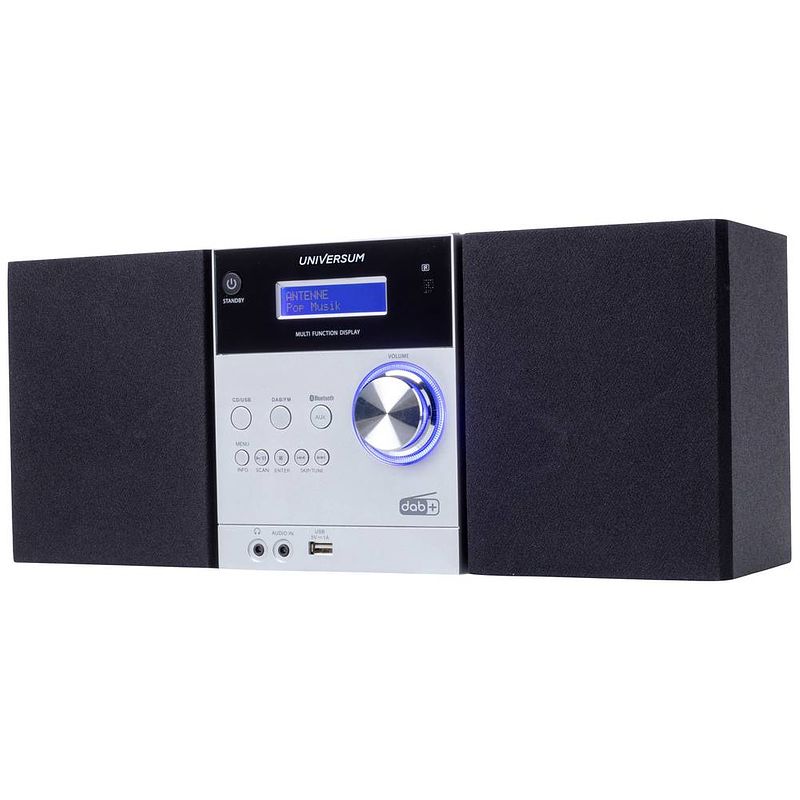 Foto van Universum ms 300-21 stereoset aux, bluetooth, cd, dab+, fm, usb accu laadfunctie, incl. afstandsbediening, incl. luidspreker, wekfunctie 2 x 5 w zilver