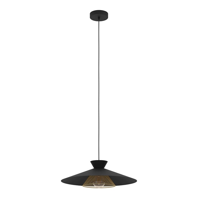 Foto van Eglo grizedale hanglamp - e27 - ø 50 cm - zwart/goud - staal